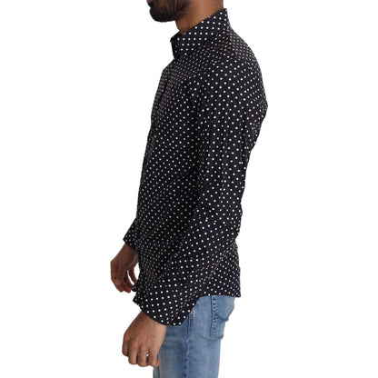 Dolce & Gabbana Black White Polka Dots Casual Shirt 1728,67345645728,Black,Clothing,Dolce & Gabbana,IT37 | XS,Material: 100% Cotton,Men,Men - Clothing,New with tags,Pattern - Shirts - Clothing,Shirts - Clothing,Shirts - Men - Clothing