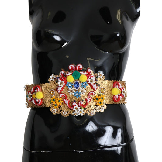 Dolce & Gabbana multicolor Embellished Floral Crystal Wide Waist Belt