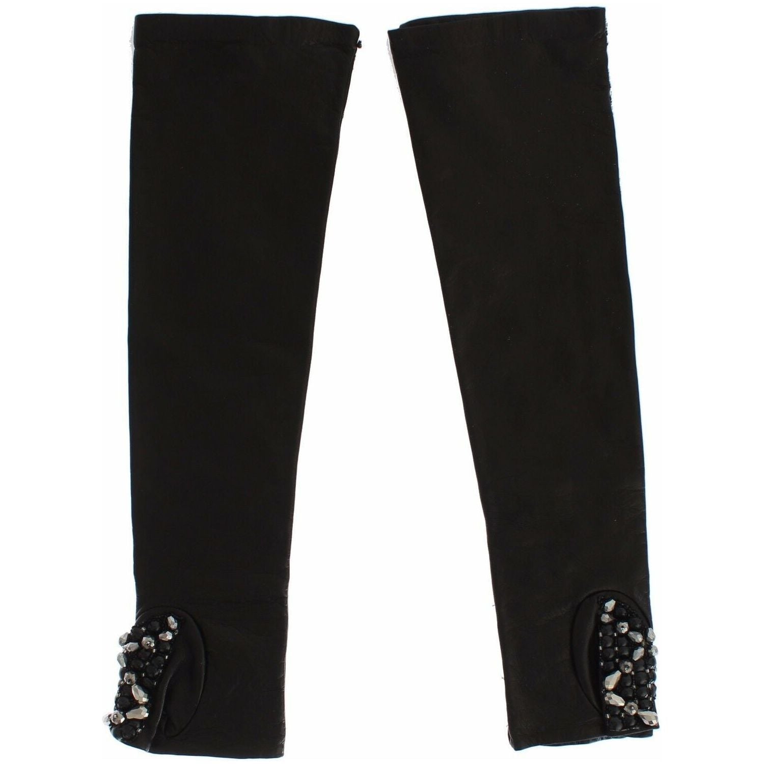 قفازات جلدية أنيقة مرصعة بالكريستال من دولتشي آند غابانا