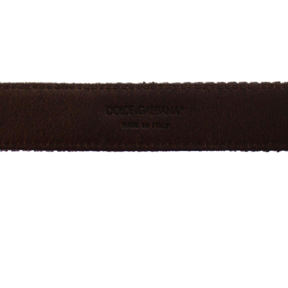 Dolce & Gabbana Brown Leather Logo Cintura Gürtel Belt