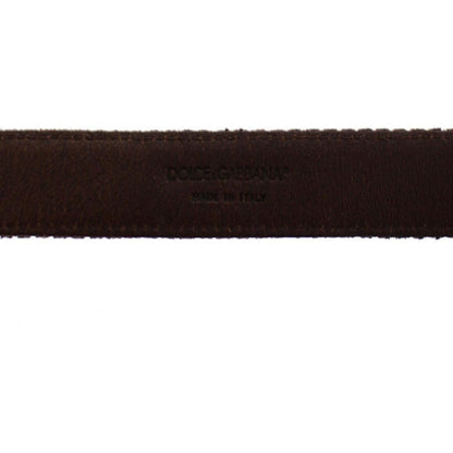 Dolce & Gabbana Brown Leather Logo Cintura Gürtel Belt