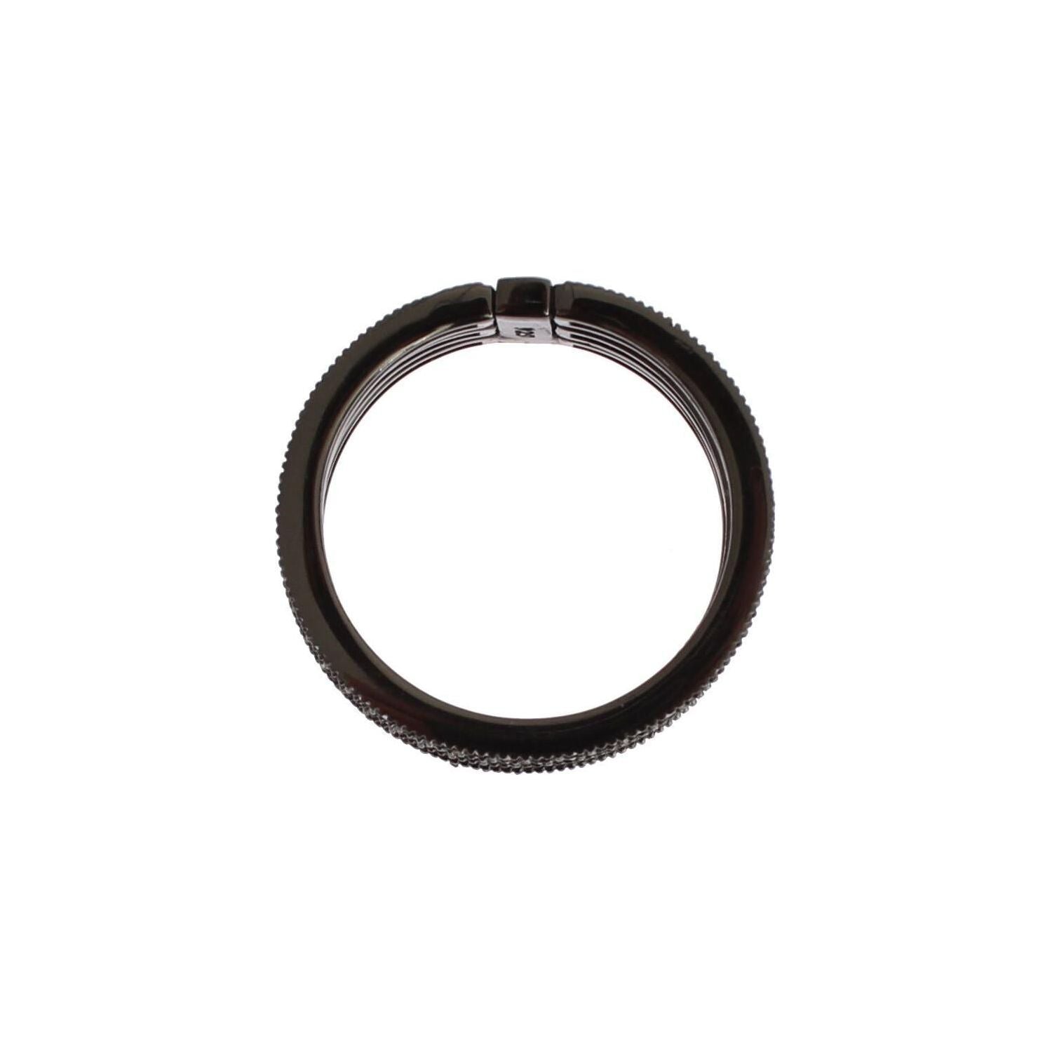 خاتم نيالايا الأنيق المصنوع من الكريستال الفضي باللون الأسود والروديوم