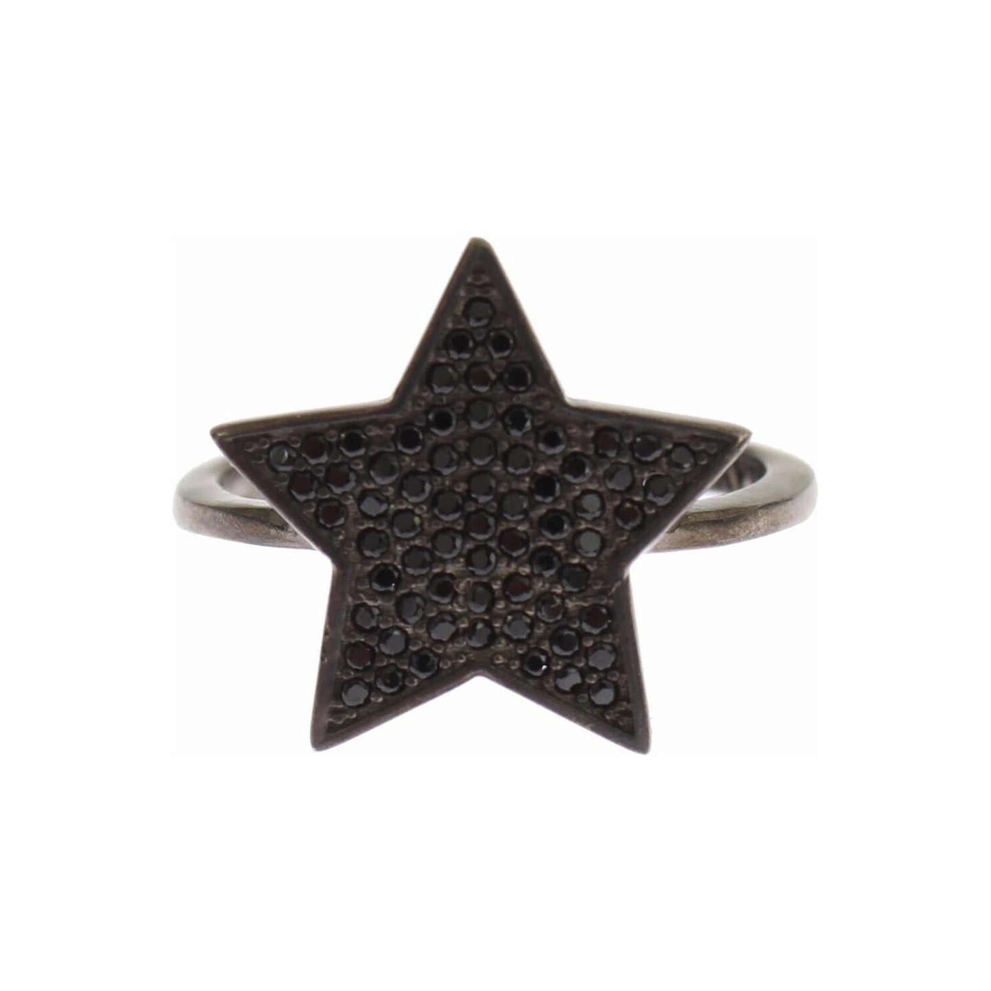 Nialaya Black CZ Star 925 Silver Womens Ring