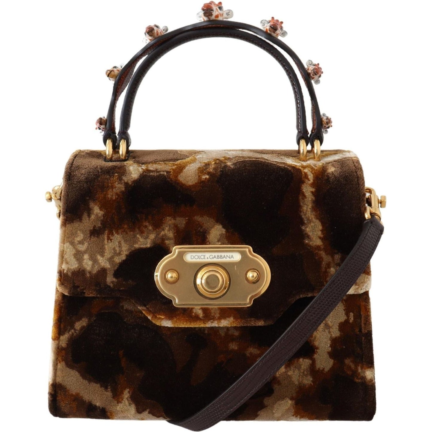 Dolce & Gabbana Elegant Giraffe Pattern Welcome Bag with Gold Accents Dolce & Gabbana