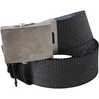 Exte Black Silver Metal Brushed Buckle Waist Belt
