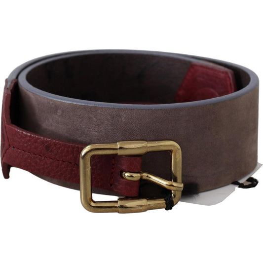 GF Ferre Elegant Brown Leather Belt with Gold Buckle Belt GF Ferre