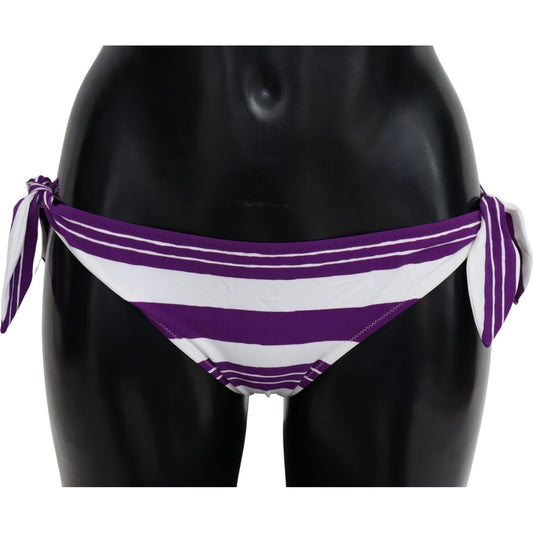 Dolce & Gabbana Purple White Stripes Beachwear Bikini Bottom