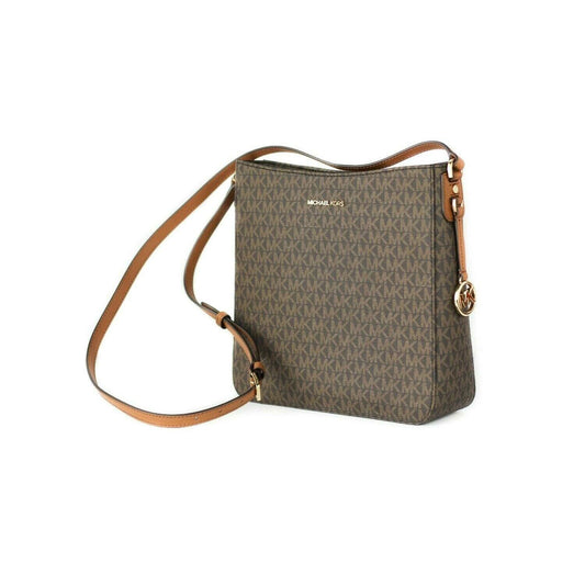 Michael Kors Signature Jet Set Large Signature Messenger Crossbody Bag (Brown Signature) Michael Kors