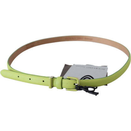 Scervino Street Green Leather Chartreuse Silver Green Buckle Belt