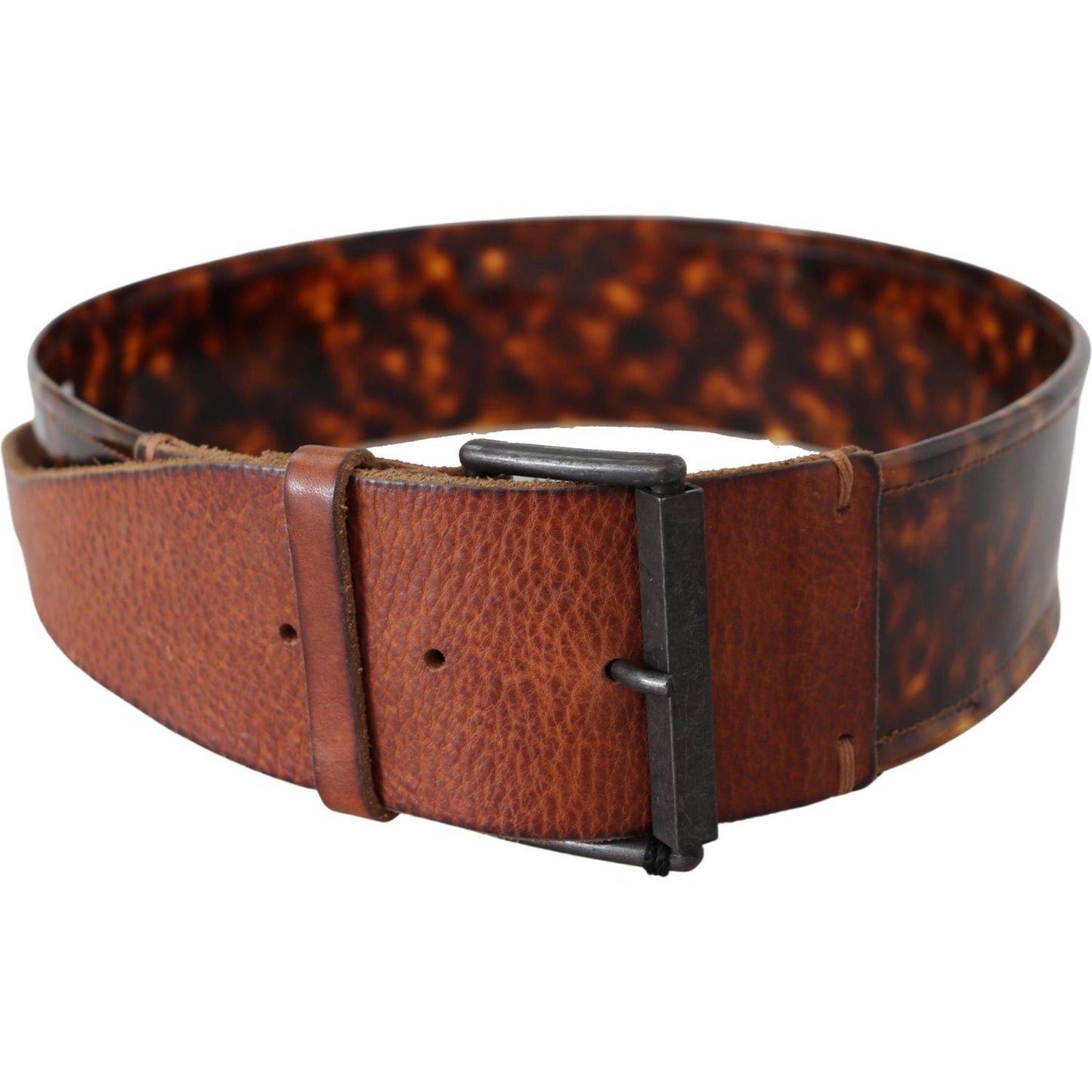 Ermanno Scervino Elegant Dark Brown Leather Belt with Vintage Buckle WOMAN BELTS Ermanno Scervino