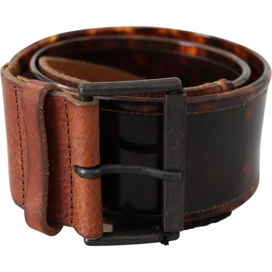 Ermanno Scervino Dark Brown Leather Wide Buckle Belt