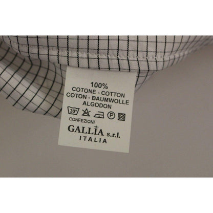 Andrea Incontri White Cotton Checkered Stretch Skirt