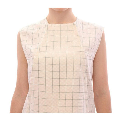 Andrea Incontri White Cotton Checkered Shirt Top