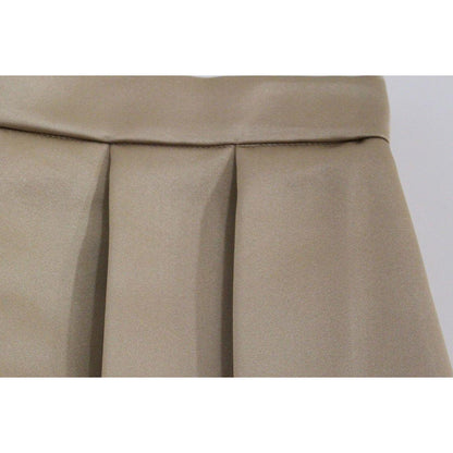 Andrea Incontri Brown Silk Solid Mini Pleated Skirt