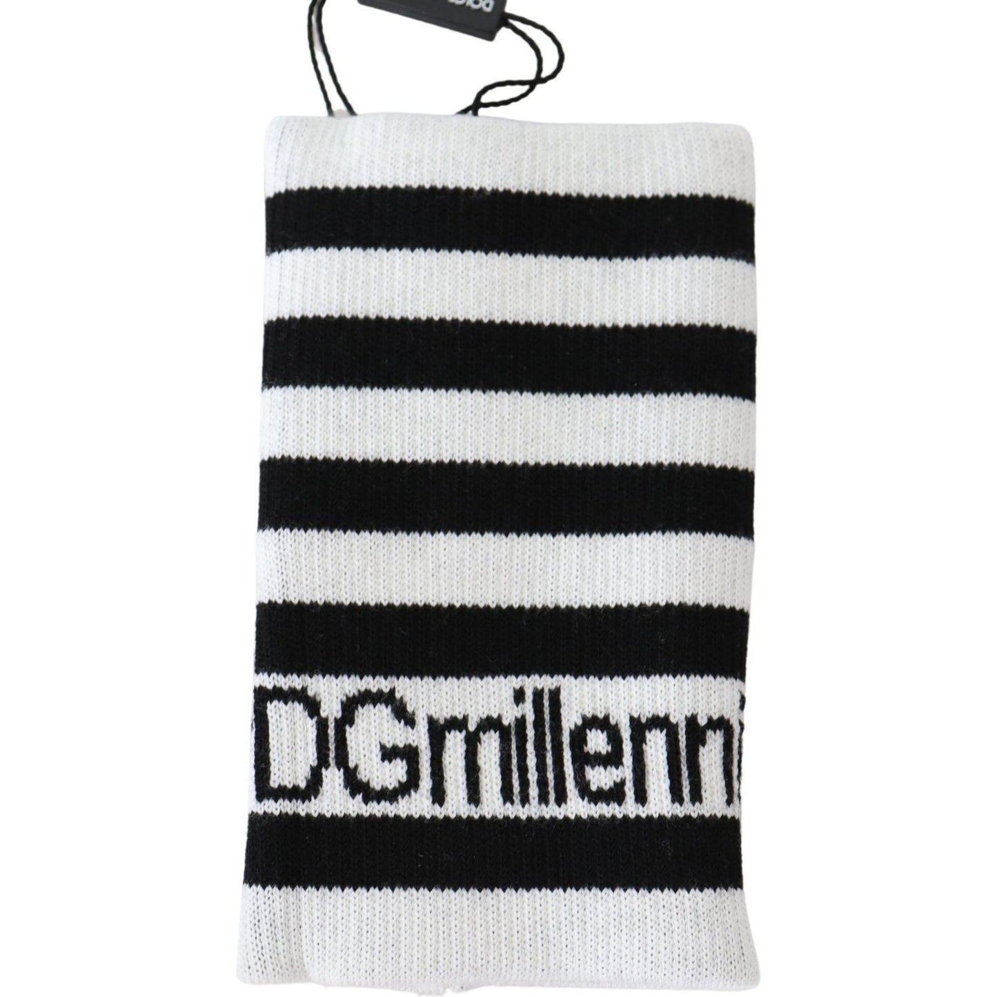 Dolce & Gabbana Elegant Black & White Wool Blend Wrist Wrap Dolce & Gabbana