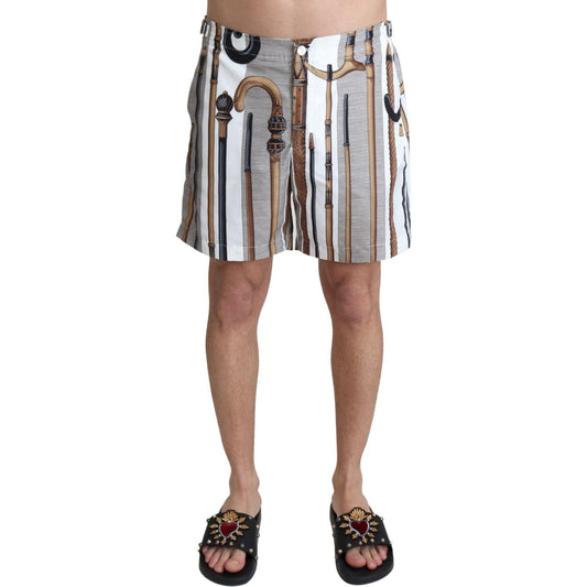 Dolce & Gabbana Elegant White Multicolor Swim Shorts Dolce & Gabbana