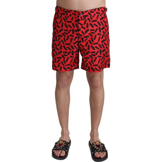 Dolce & Gabbana Red Patterned Beachwear Shorts Swimwear 1728,67345645728,Clothing,Dolce & Gabbana,IT4 | S,Material: 100% Polyester,Men,Men - Clothing,New with tags,Red,Swim Shorts - Swimwear - Clothing,Swimwear - Clothing,Swimwear - Men - Clothing
