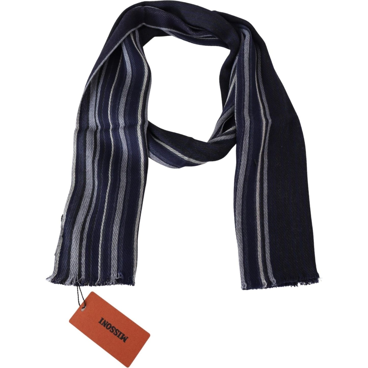 Missoni Multicolor Wool Striped Unisex Wrap Fringes Shawl