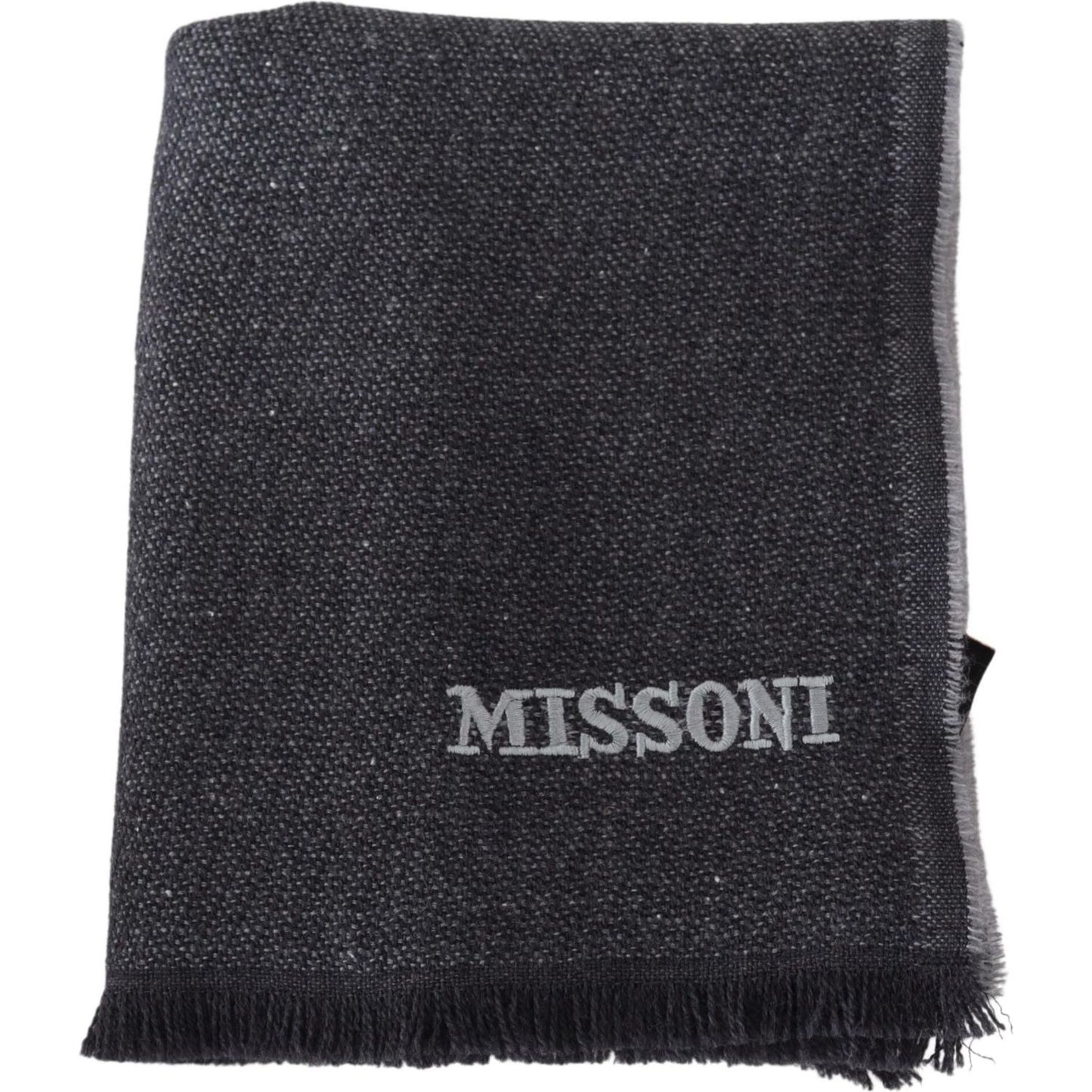 Missoni Elegant Wool Scarf with Signature Embroidery Missoni