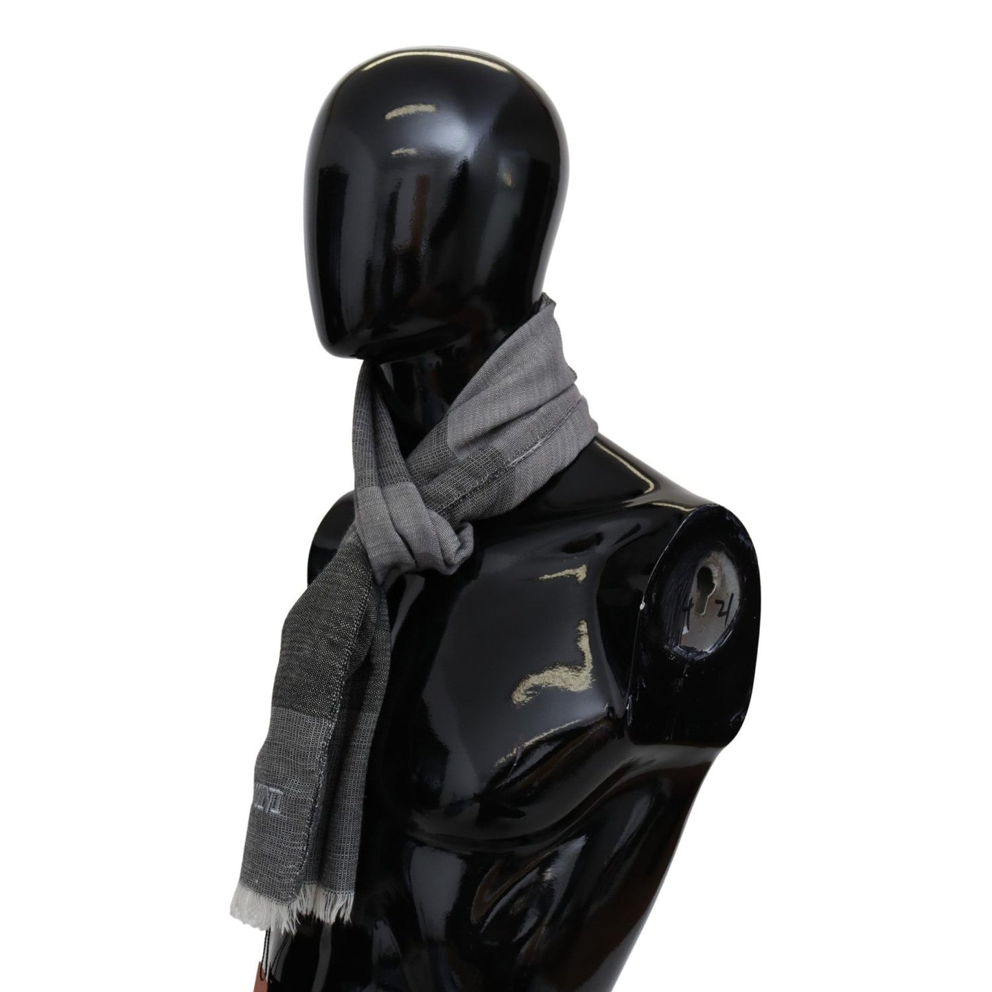 Missoni Gray Striped Wool Unisex Neck Wrap Fringes Scarf