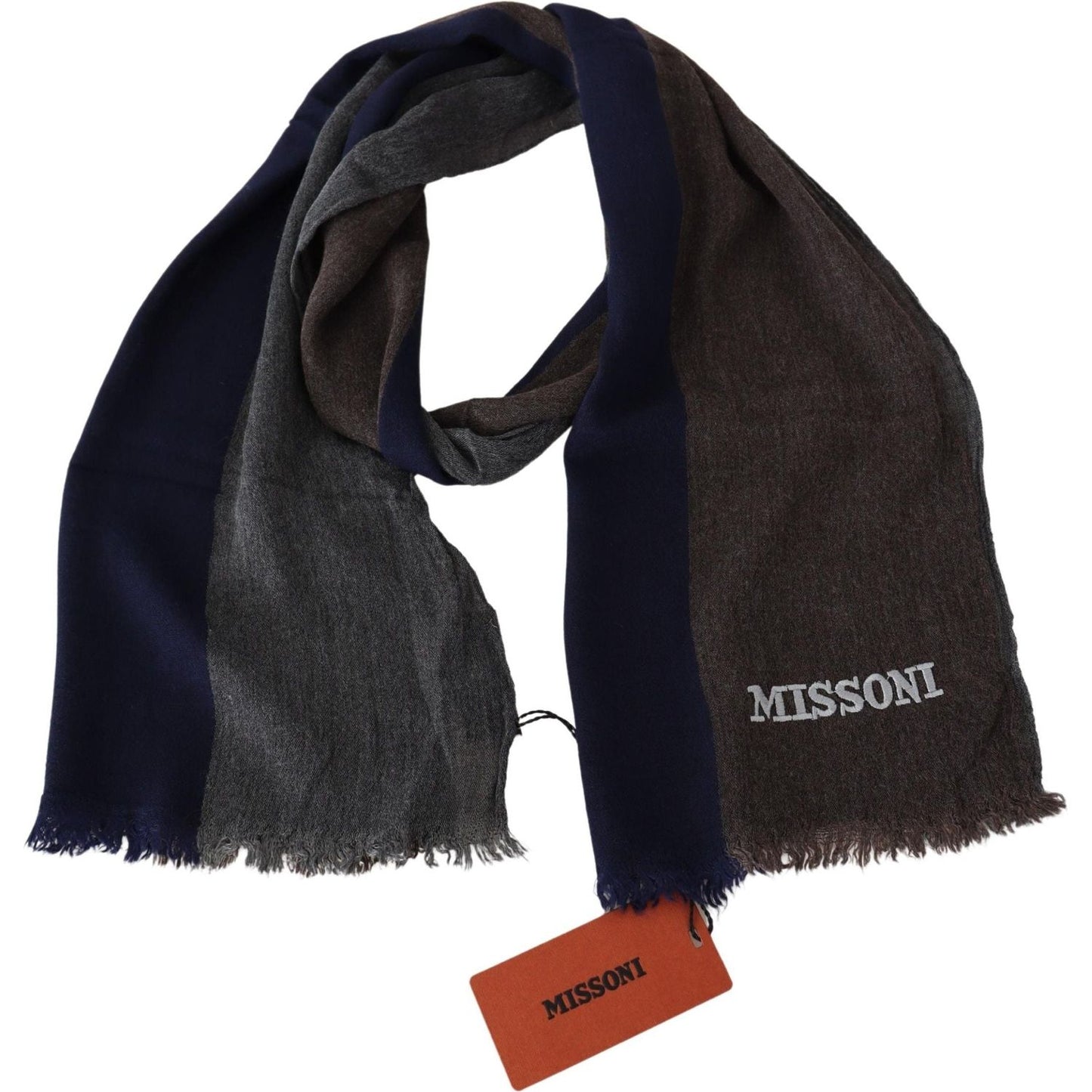 Missoni Elegant Multicolor Wool Scarf with Signature Embroidery Missoni