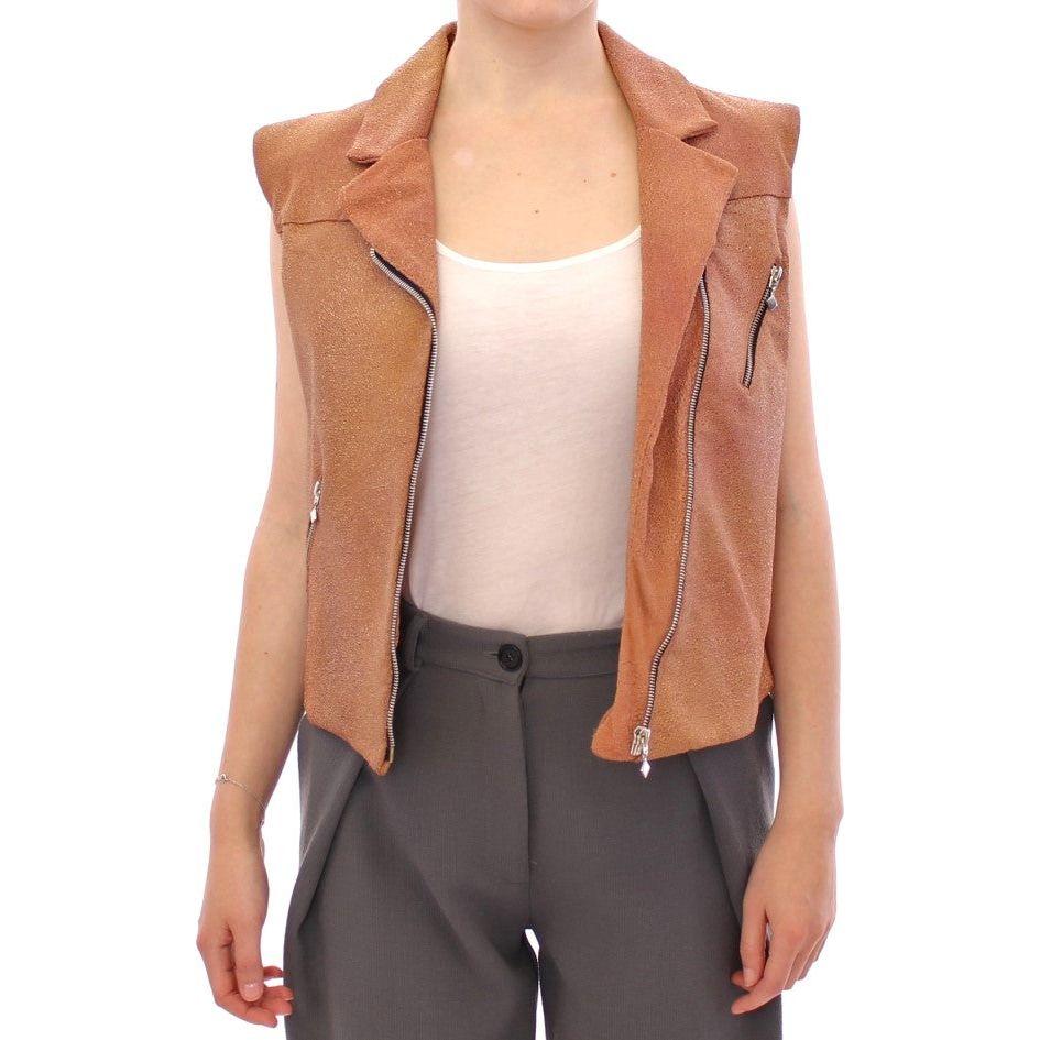 La Maison du Couturier Sleeveless Leather Couture Vest in Rich Brown Coats & Jackets La Maison du Couturier