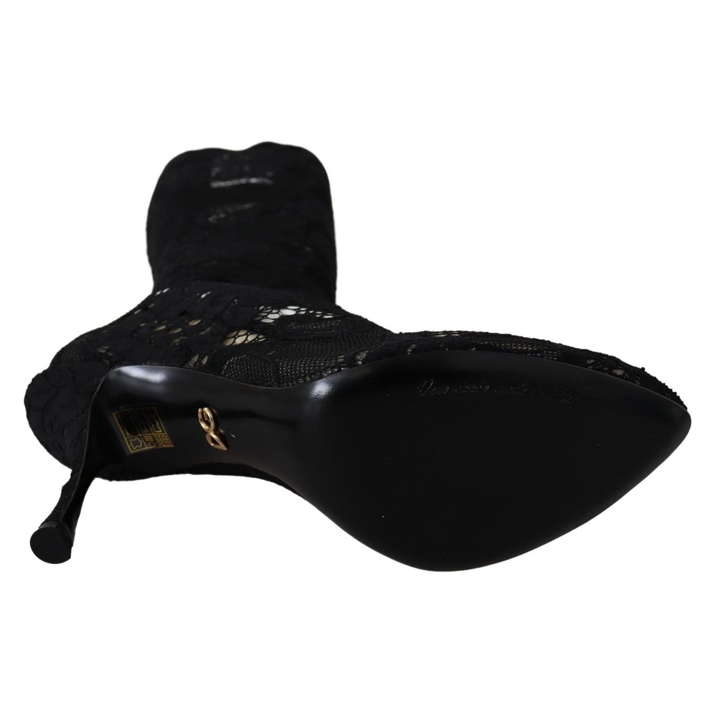 Dolce & Gabbana Black Taormina Lace Socks Boots Shoes Pumps