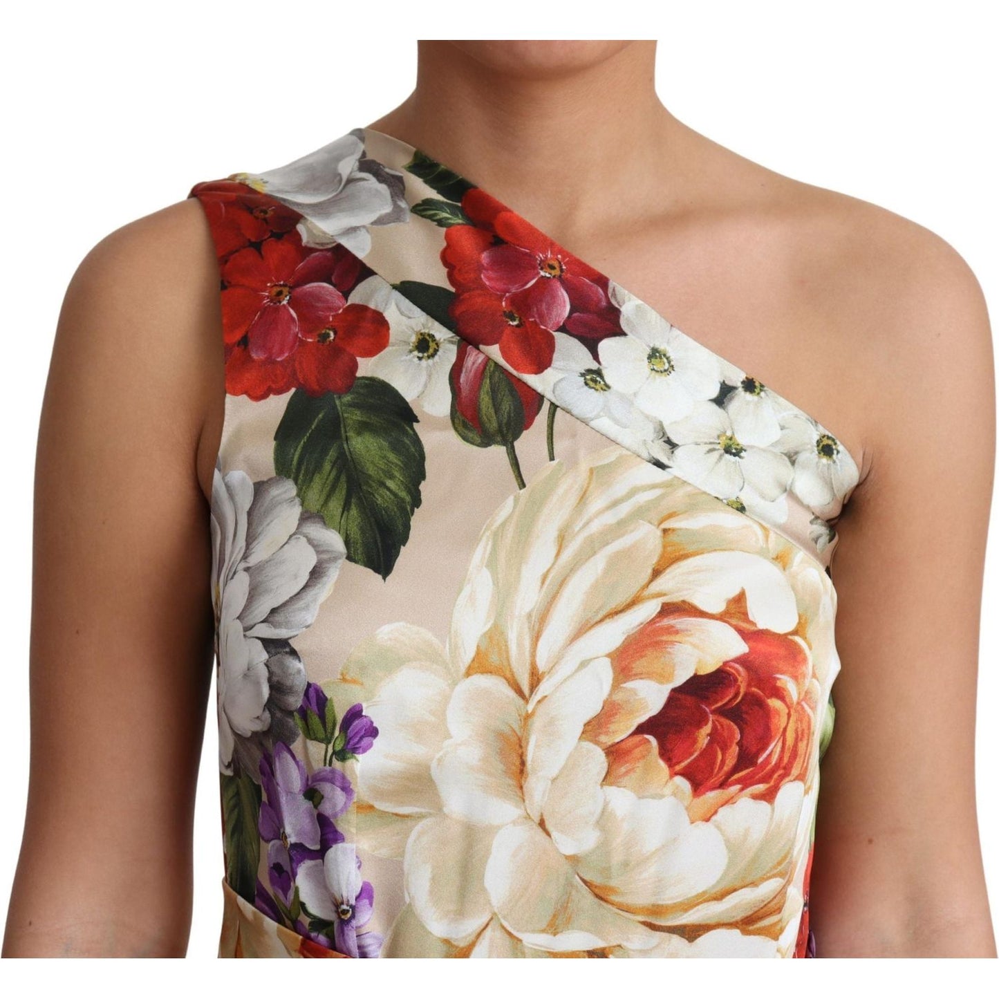 Dolce & Gabbana Elegant One-Shoulder Floral Silk Maxi Dress WOMAN DRESSES Dolce & Gabbana