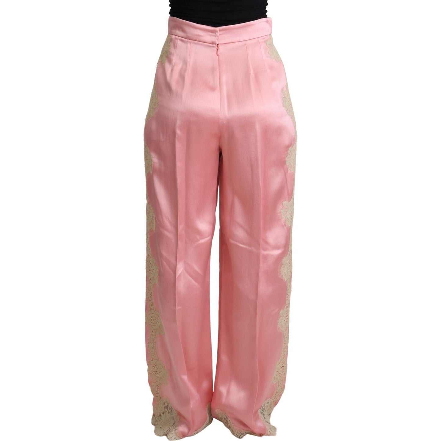 Dolce & Gabbana Silk Blend Satin Wide-Leg Pants in Pink Dolce & Gabbana