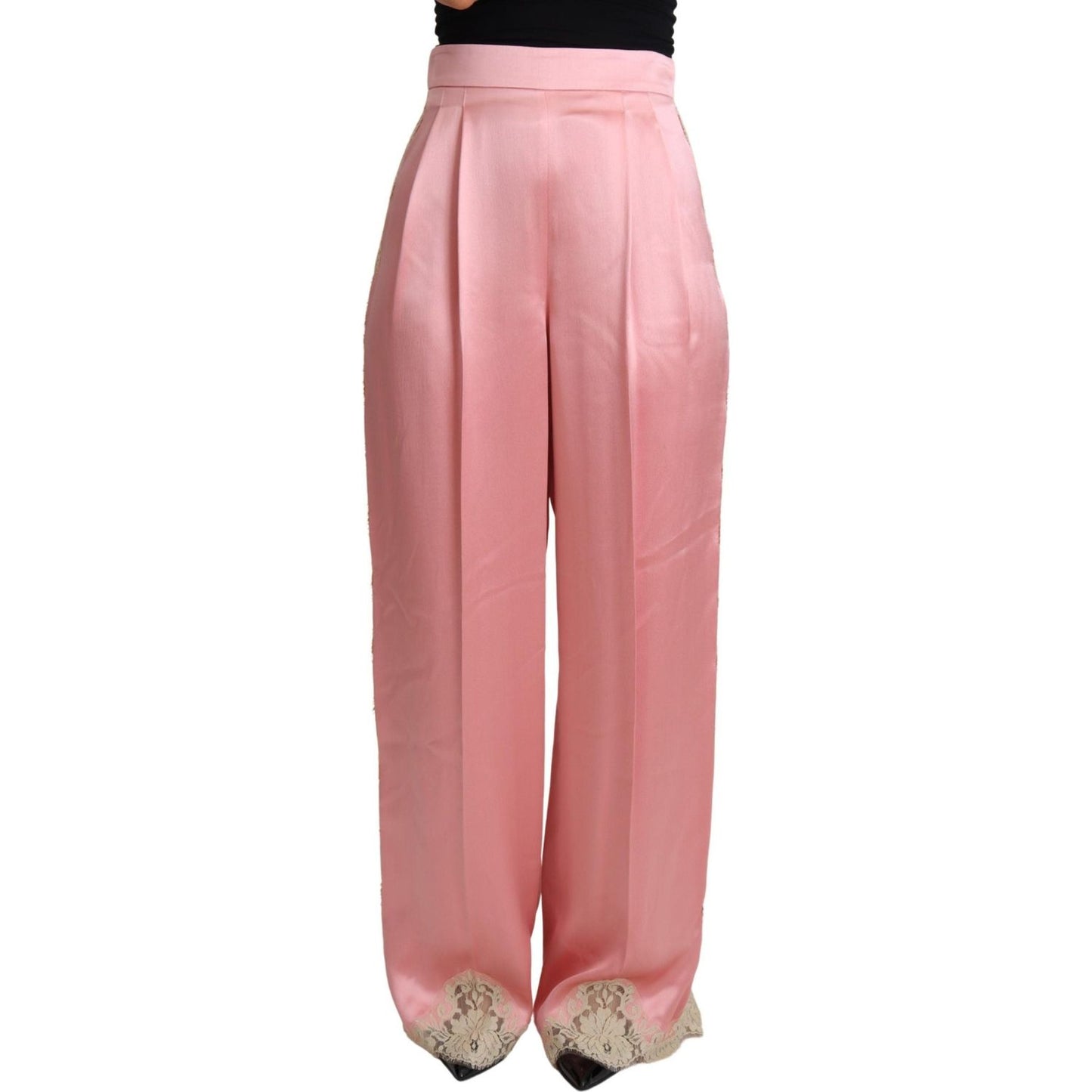 Dolce & Gabbana Silk Blend Satin Wide-Leg Pants in Pink Dolce & Gabbana