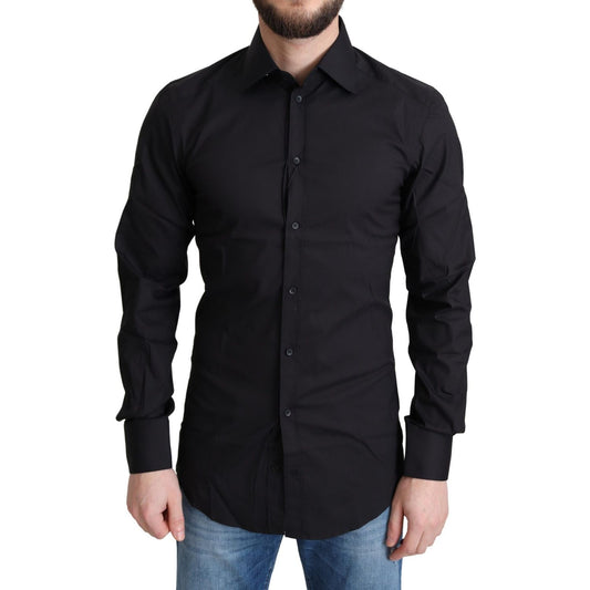 Dolce & Gabbana Black Cotton Blend Formal Dress Shirt 1728,67345645728,Black,Clothing,Dolce & Gabbana,Dress Shirts - Shirts - Clothing,IT37 | XS,Material: 70% Cotton 23% Nylon 7% Elastane,Men,Men - Clothing,New with tags,Shirts - Clothing,Shirts - Men - C