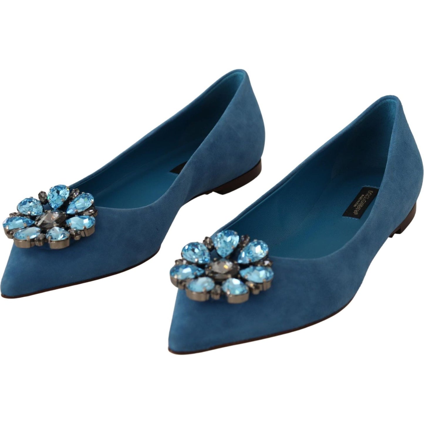 Dolce & Gabbana Elegant Crystal-Embellished Suede Flats Dolce & Gabbana