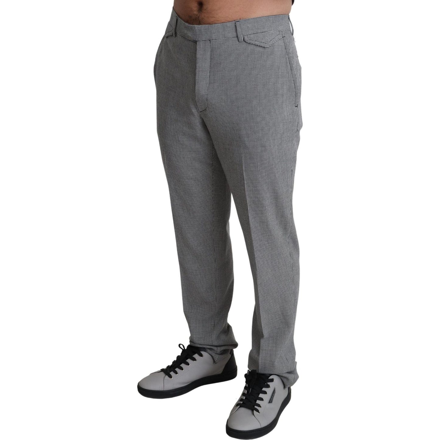 BENCIVENGA Gray Wool Checkered Dress Men Formal Trouser Pants