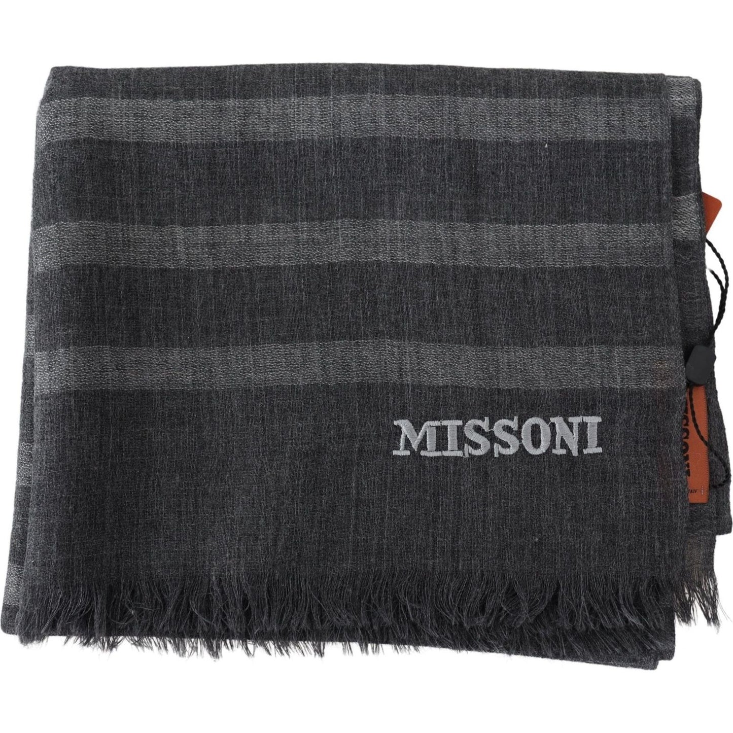 Missoni Elegant Unisex Wool Scarf with Logo Embroidery Missoni