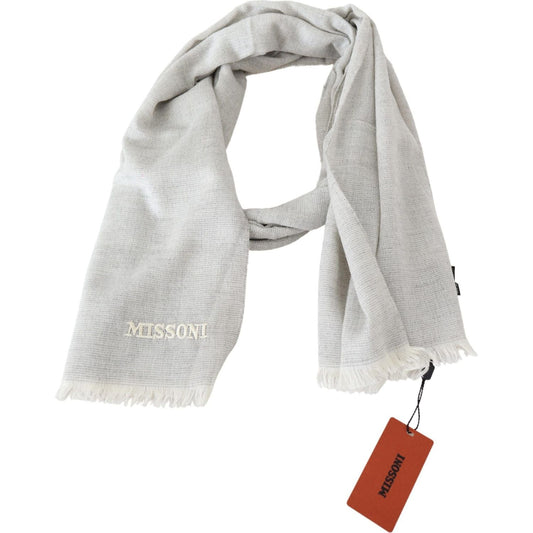 Missoni Elegant Wool Scarf with Signature Embroidery Missoni