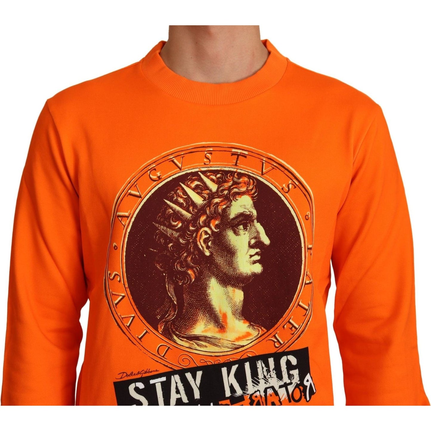 Dolce & Gabbana Orange King Ceasar Cotton Pullover Sweater 1728,67345645728,Clothing,Dolce & Gabbana,IT44 | XS,IT46 | S,Material: 100% Cotton,Men,Men - Clothing,New with tags,Orange,Sweaters - Clothing,Sweaters - Men - Clothing,Sweatshirts - Sweaters - Cl