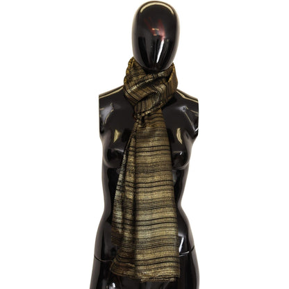 Dolce & Gabbana Metallic Gold Silk Stretch Shawl Wrap Scarf