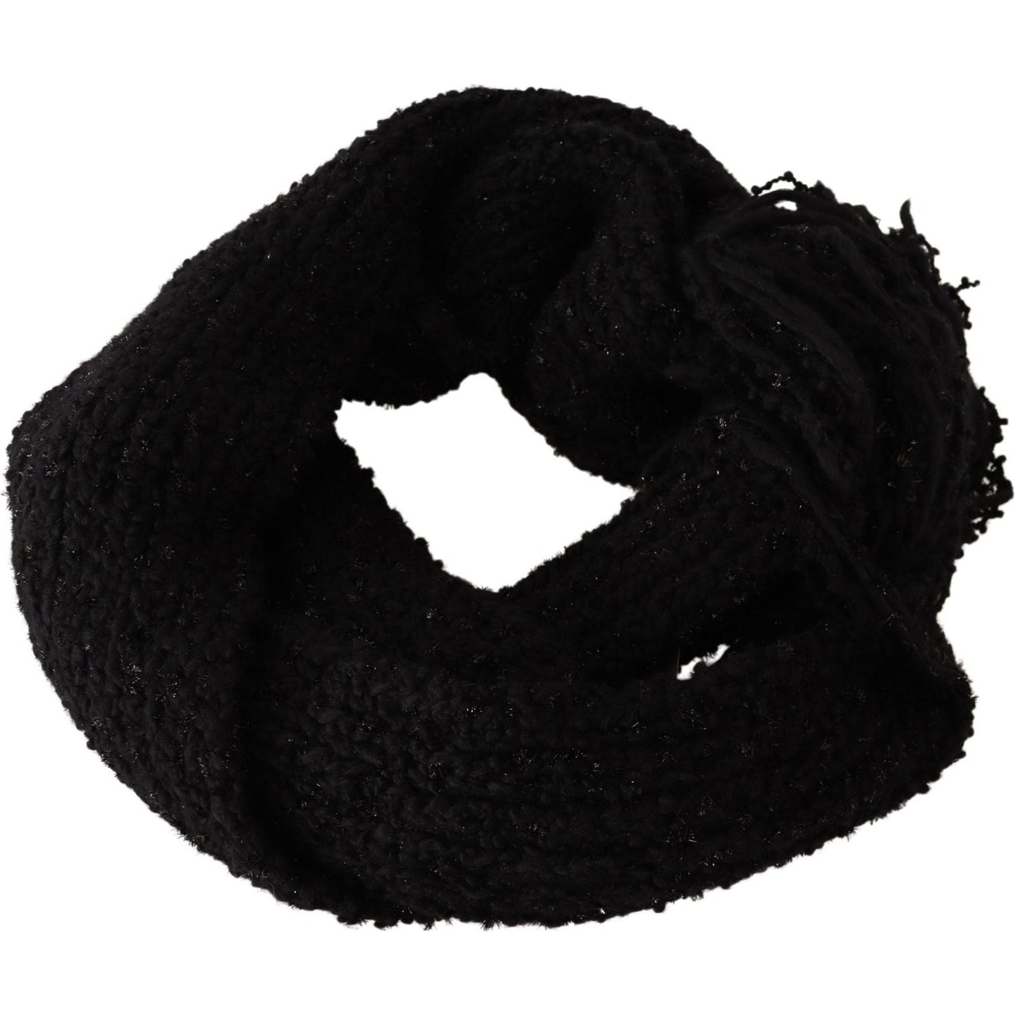 Dolce & Gabbana Elegant Black Wool-Blend Designer Scarf Dolce & Gabbana