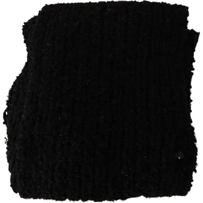Dolce & Gabbana Black Virgin Wool Knitted Wrap Shawl Scarf