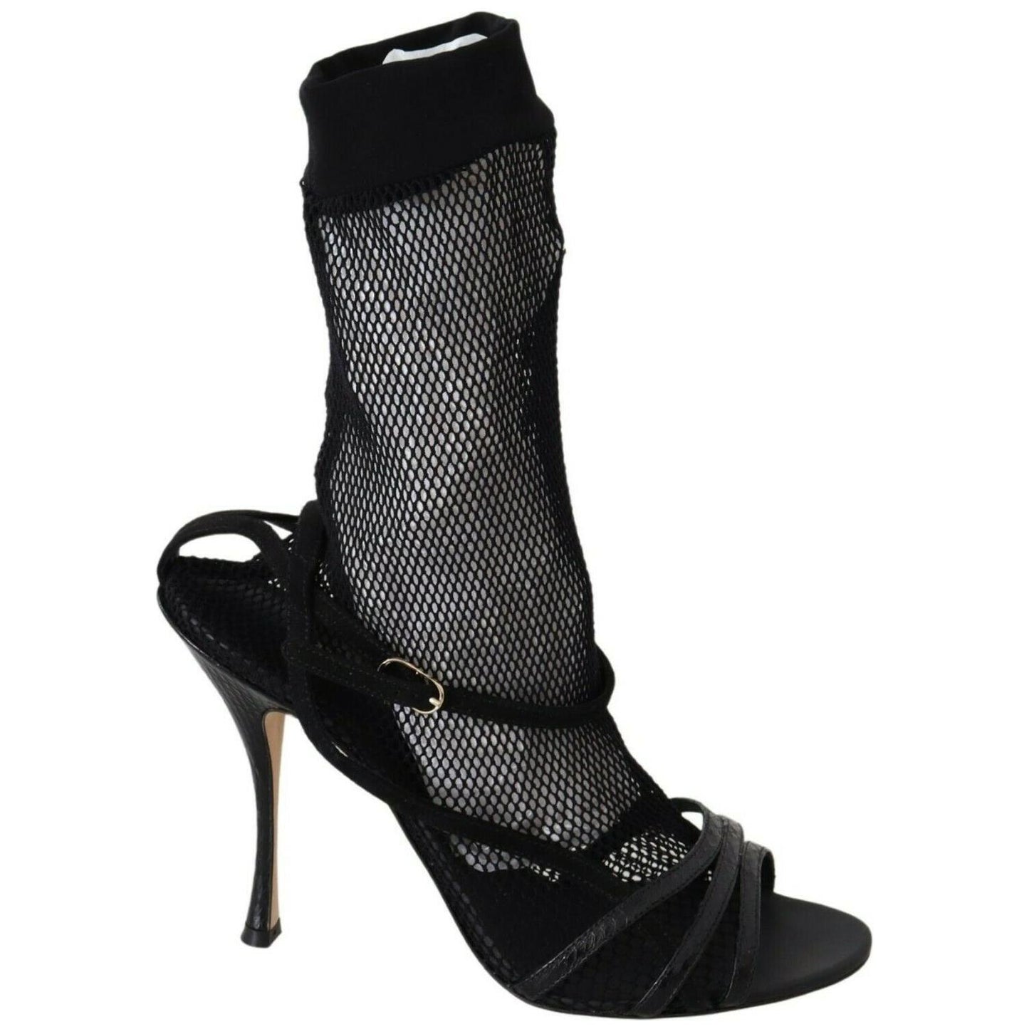 Dolce & Gabbana Black Suede Short Boots Sandals Shoes