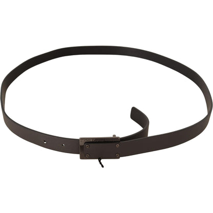 Costume National Dark Brown Leather Logo Buckle Belt