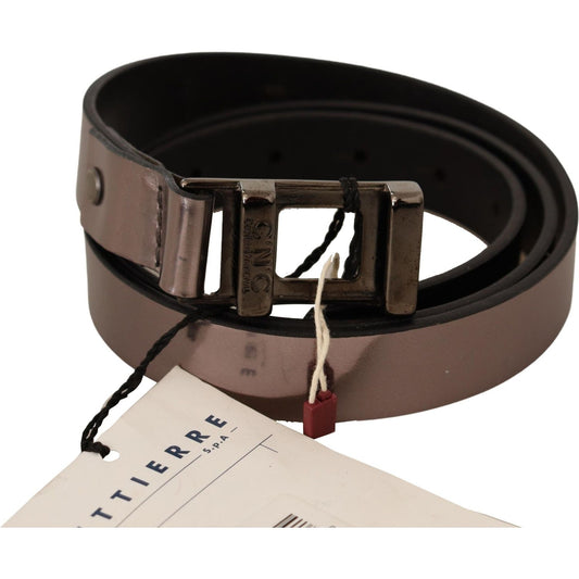 Costume National Pink Metallic Leather Buckle Belt