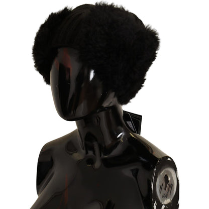 Dolce & Gabbana Black Cashmere Fur Women Beanie Women Hat