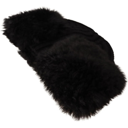 Dolce & Gabbana Black Cashmere Fur Women Beanie Women Hat