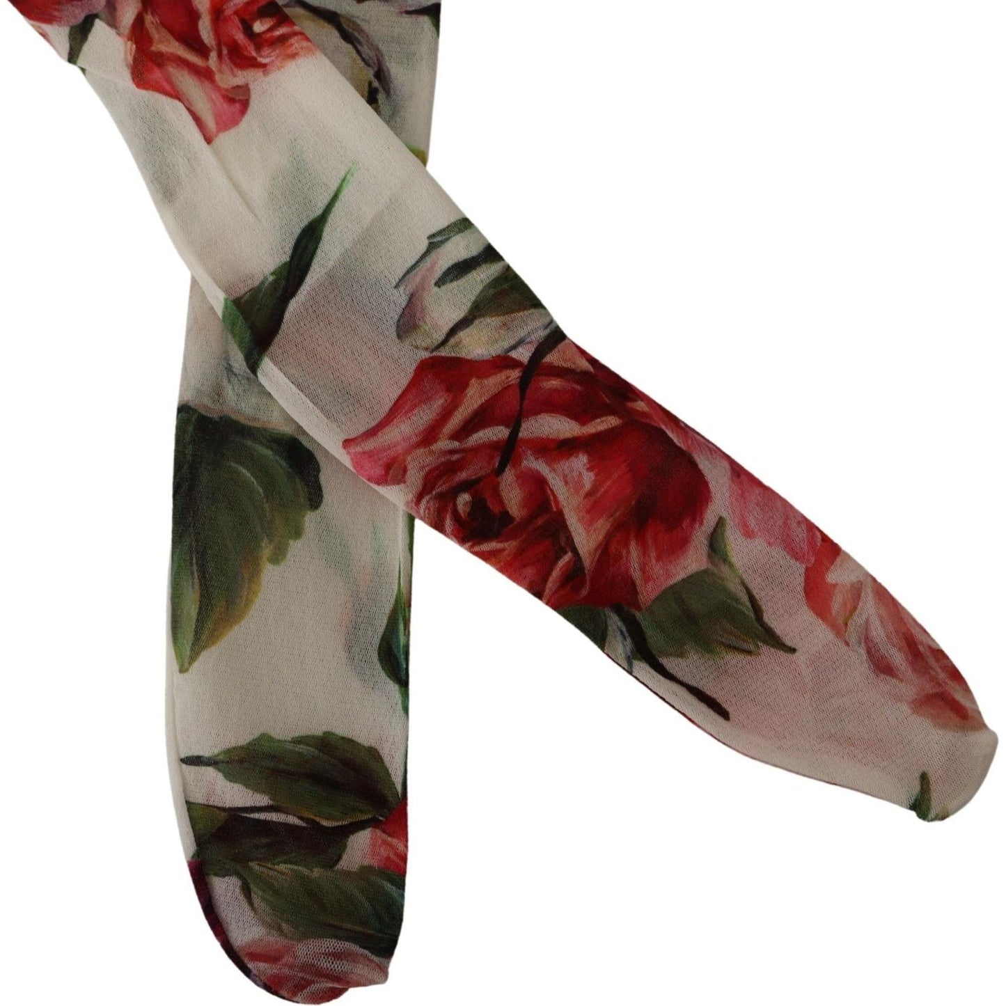 Dolce & Gabbana White Floral Print Stockings Nylon Tights