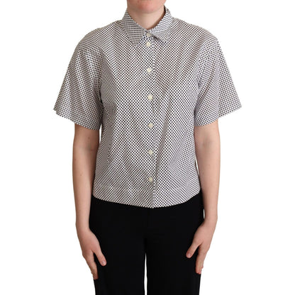 Dolce & Gabbana Black Polka Dot Collared Shirt White