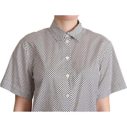 Dolce & Gabbana Black Polka Dot Collared Shirt White