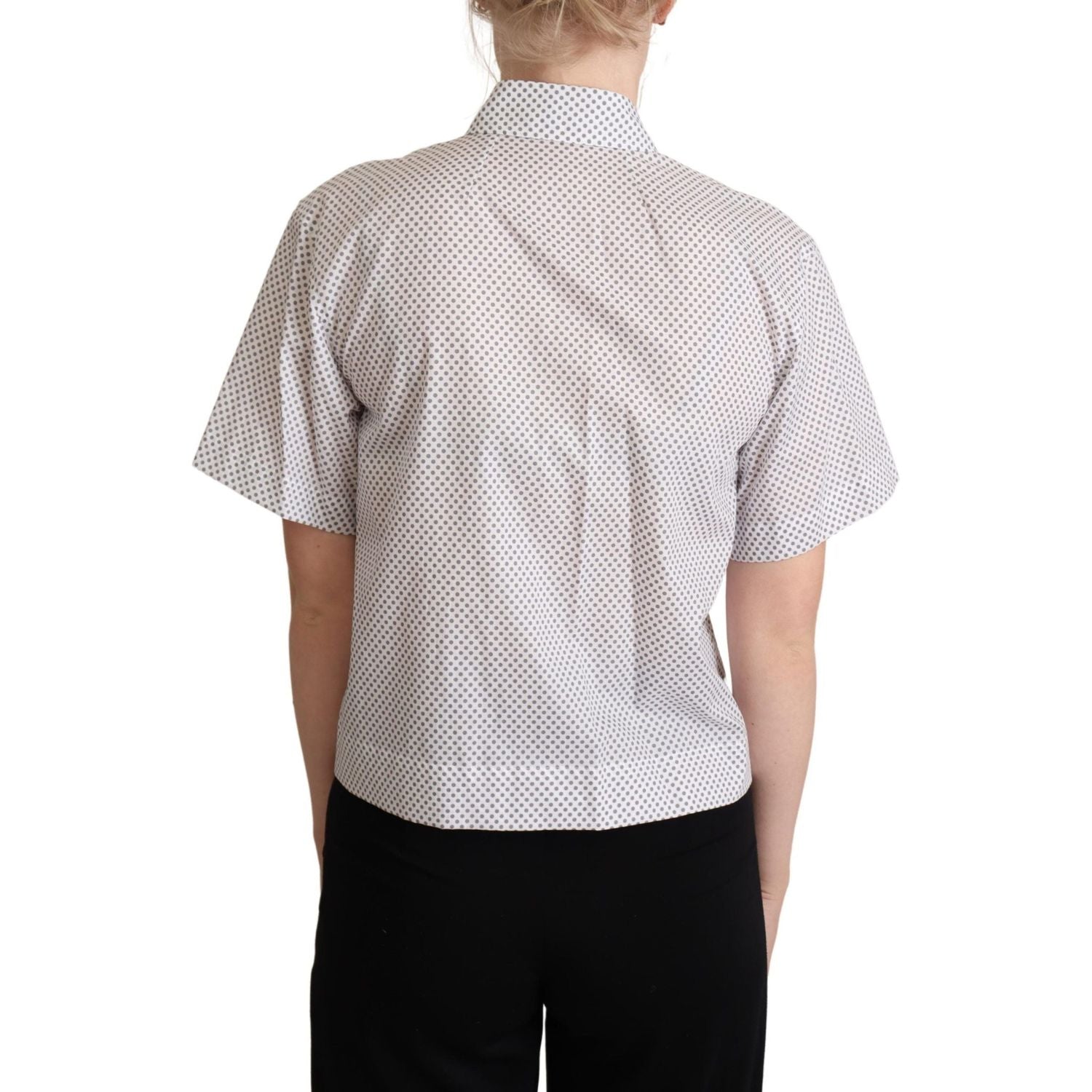 قميص بولو دولتشي آند غابانا شيك رمادي اللون منقط بأكمام قصيرة