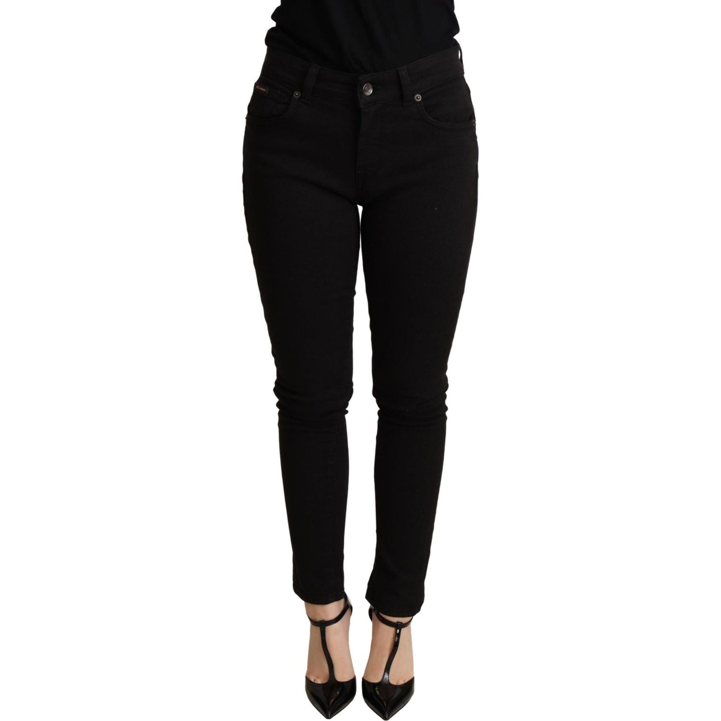 Dolce & Gabbana Black Skinny Denim Cotton Stretch Trouser