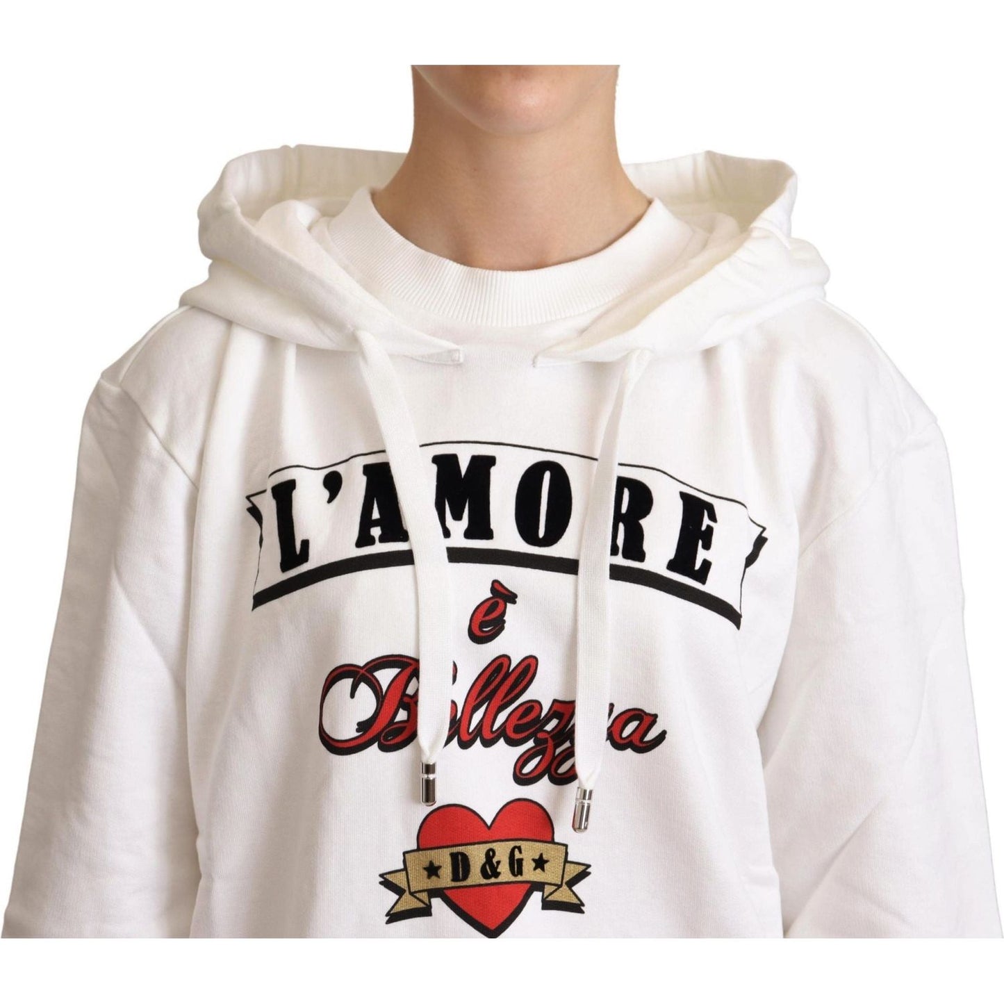 Dolce & Gabbana White L'Amore Motive Hooded Sweater Dolce & Gabbana